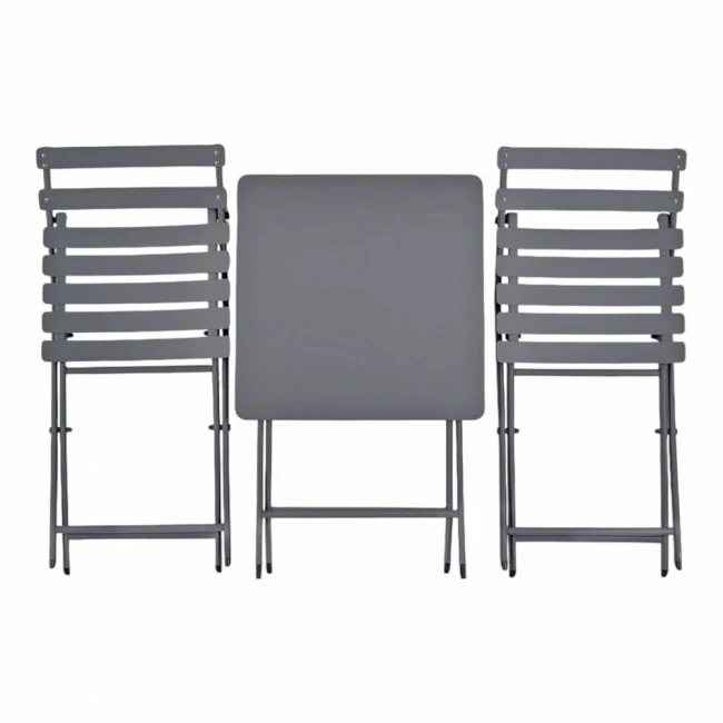 ΜΕΤΑΛΛΙΚΟ ΣΕΤ ΤΡΑΠΕΖΙΟΥ ΚΑΙ 2 ΚΑΡΕΚΛΩΝ ΠΤΥΣΣΟΜΕΝΟ ΣΕ ΓΚΡΙ ΜΑΤ ΧΡΩΜΑ ANKOR