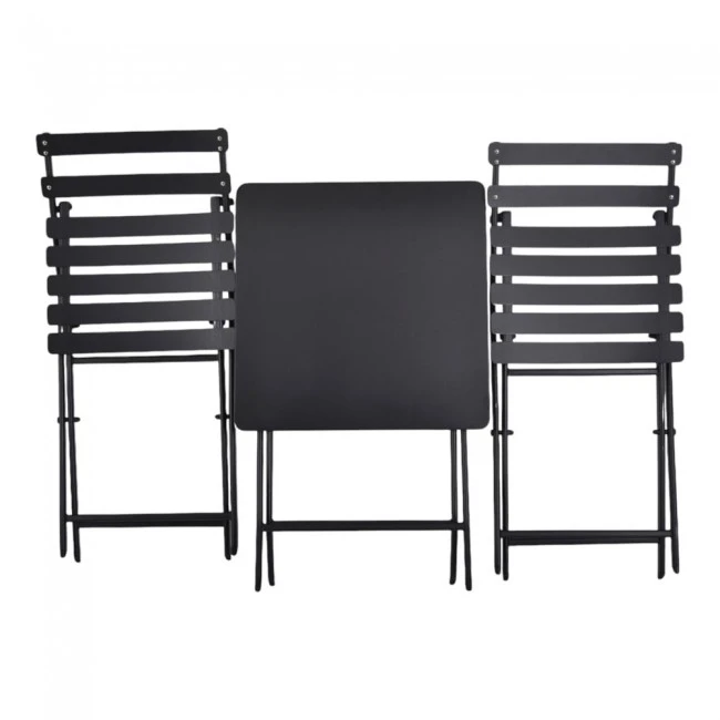 ΜΕΤΑΛΛΙΚΟ ΣΕΤ ΤΡΑΠΕΖΙΟΥ ΚΑΙ 2 ΚΑΡΕΚΛΩΝ ΠΤΥΣΣΟΜΕΝΟ ΣΕ ΜΑΥΡΟ ΜΑΤ ΧΡΩΜΑ ANKOR