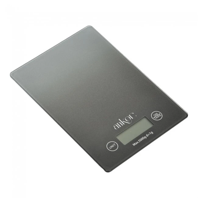 ΖΥΓΑΡΙΑ ΗΛΕΚΤΡΟΝΙΚΗ 5kg ΓΥΑΛΙΝΗ ΓΚΡΙ ΝΤΕΓΚΡΑΝΤΕ 16x23x2εκ.ANKOR