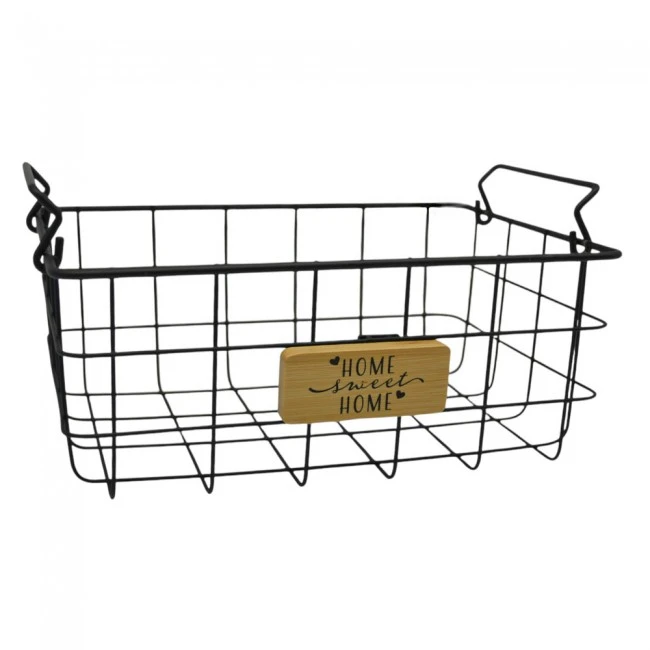 ΚΑΛΑΘΙ  ΜΕΤΑΛΛΙΚΟ ΣΕ ΜΑΥΡΟ ΜΑΤ ΧΡΩΜΑ ΜΕ ΞΥΛΙΝΗ ΔΙΑΚΟΣΜΗΣΗ 25,5x18,5x10,5εκ.ANKOR