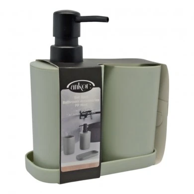 ΣΕΤ ΑΞΕΣΟΥΑΡ ΜΠΑΝΙΟΥ ΠΛΑΣΤΙΚΟ 3 ΤΕΜΑΧΙΩΝ ΣΕ ΦΥΣΤΙΚΙ ΜΑΤ ΧΡΩΜΑ ANKOR