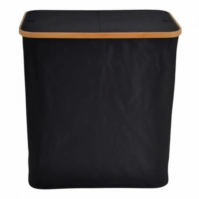 ΚΑΛΑΘΙ ΑΠΛΥΤΩΝ ΥΦΑΣΜΑΤΙΝΟ ΣΕ ΜΑΥΡΟ ΧΡΩΜΑ 2 ΘΕΣΕΩΝ ΜΕ ΜΠΑΜΠΟΥ ΣΚΕΛΕΤΟ 54x33x59εκ. ANKOR