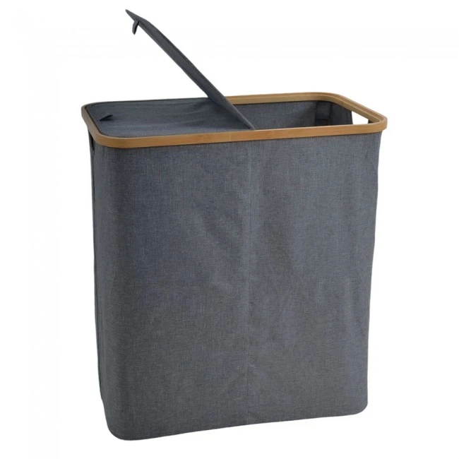 ΚΑΛΑΘΙ ΑΠΛΥΤΩΝ ΥΦΑΣΜΑΤΙΝΟ ΣΕ ΓΚΡΙ ΧΡΩΜΑ 2 ΘΕΣΕΩΝ ΜΕ ΜΠΑΜΠΟΥ ΣΚΕΛΕΤΟ 54x33x59εκ. ANKOR