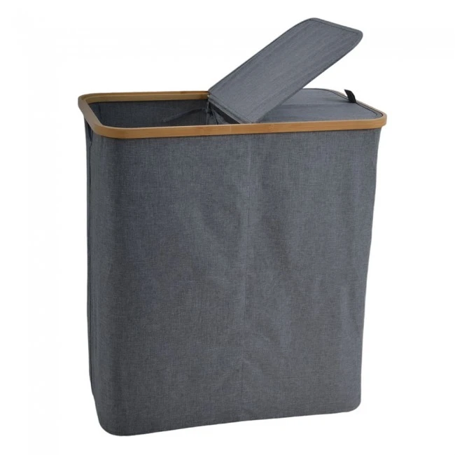 ΚΑΛΑΘΙ ΑΠΛΥΤΩΝ ΥΦΑΣΜΑΤΙΝΟ ΣΕ ΓΚΡΙ ΧΡΩΜΑ 2 ΘΕΣΕΩΝ ΜΕ ΜΠΑΜΠΟΥ ΣΚΕΛΕΤΟ 54x33x59εκ. ANKOR