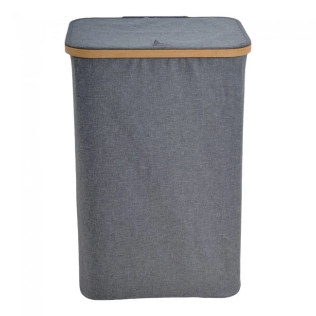 ΚΑΛΑΘΙ ΑΠΛΥΤΩΝ ΥΦΑΣΜΑΤΙΝΟ ΣΕ ΓΚΡΙ ΧΡΩΜΑ ΜΕ ΜΠΑΜΠΟΥ ΣΚΕΛΕΤΟ 40x30x60εκ. ANKOR