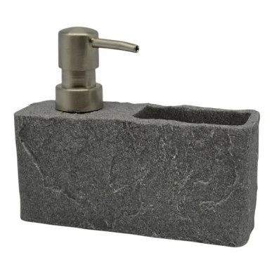 DISPENSER ΠΟΛΥΕΣΤΕΡΙΚΟ ΜΕ ΘΗΚΗ ΚΑΙ ΦΥΣΙΚΗ ΟΨΗ ΠΕΤΡΑΣ ΣΕ ΓΚΡΙ ΧΡΩΜΑ 16,5x5,5x13,8εκ.ANKOR