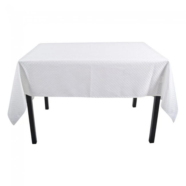 ΤΡΑΠΕΖΟΜΑΝΤΗΛΟ ΖΑΚΑΡ ΑΛΕΚΙΑΣΤΟ ΛΕΥΚΟ 140x220εκ. ΜΕ ΔΙΑΚΡΙΤΙΚΟ ΚΑΡΩ ΣΧΕΔΙΟ ANKOR