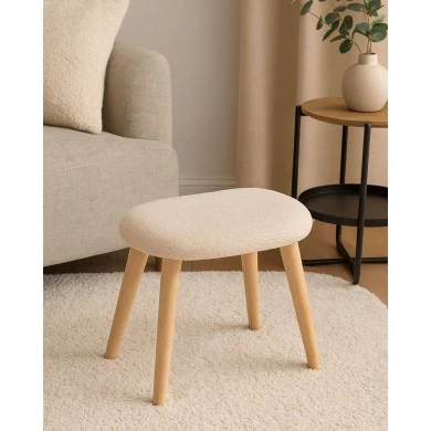 ΣΚΑΜΠΟ ΥΦΑΣΜΑΤΙΝΟ ΣΕ ΜΠΕΖ ΧΡΩΜΑ ΜΕ ΞΥΛΙΝΑ ΠΟΔΙΑ 40x30x40εκ. ANKOR