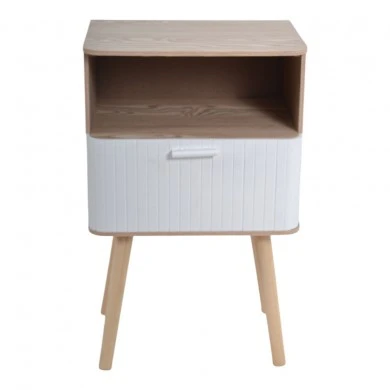 ΚΟΜΟΔΙΝΟ ΞΥΛΙΝΟ ΜΕ ΡΑΦΙ ΚΑΙ ΣΥΡΤΑΡΙ ΣΕ ΦΥΣΙΚΗ ΚΑΙ ΛΕΥΚΗ ΑΠΟΧΡΩΣΗ 40x29x65εκ. ANKOR