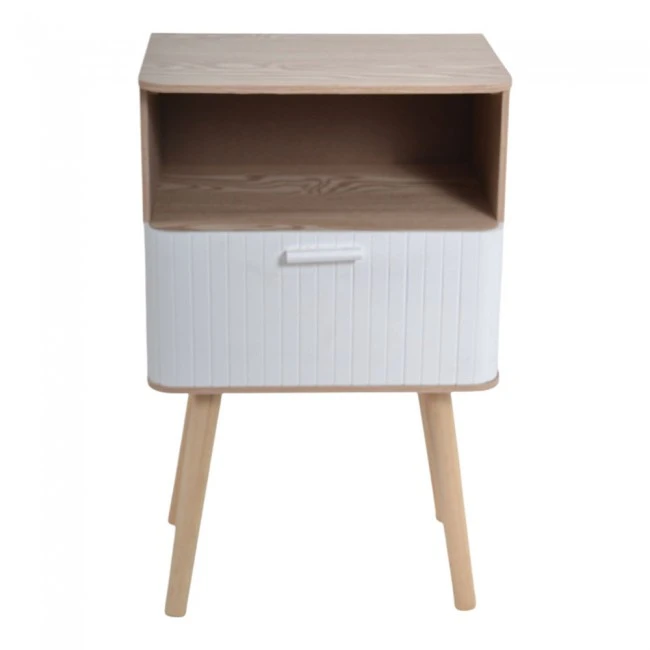 ΚΟΜΟΔΙΝΟ ΞΥΛΙΝΟ ΜΕ ΡΑΦΙ ΚΑΙ ΣΥΡΤΑΡΙ ΣΕ ΦΥΣΙΚΗ ΚΑΙ ΛΕΥΚΗ ΑΠΟΧΡΩΣΗ 40x29x65εκ. ANKOR