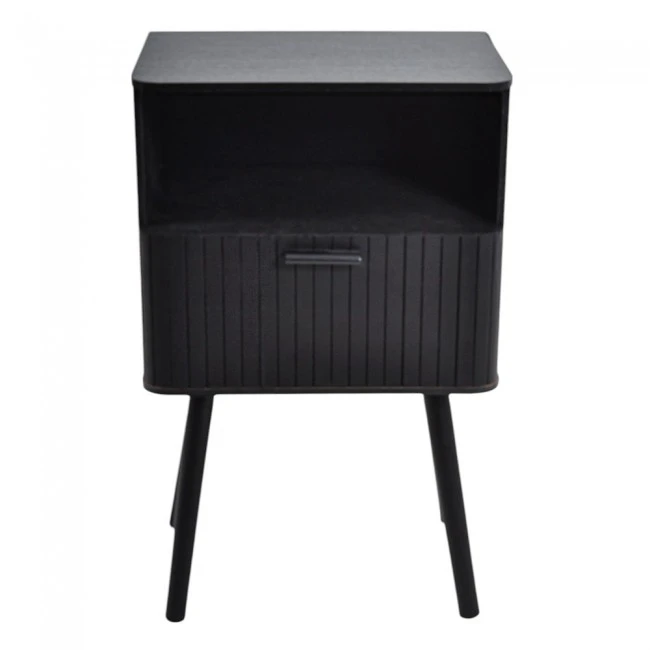 ΚΟΜΟΔΙΝΟ ΞΥΛΙΝΟ ΜΕ ΡΑΦΙ ΚΑΙ ΣΥΡΤΑΡΙ ΣΕ ΜΑΥΡΟ ΧΡΩΜΑ 40x29x65εκ. ANKOR