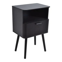 ΚΟΜΟΔΙΝΟ ΞΥΛΙΝΟ ΜΕ ΡΑΦΙ ΚΑΙ ΣΥΡΤΑΡΙ ΣΕ ΜΑΥΡΟ ΧΡΩΜΑ 40x29x65εκ. ANKOR