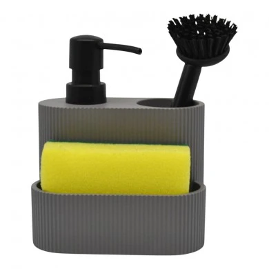 DISPENSER ΚΟΥΖΙΝΑΣ ΠΟΛΥΕΣΤΕΡΙΚΟ ΜΕ ΘΗΚΗ ΓΙΑ ΣΦΟΥΓΓΑΡΙ ΚΑΙ ΒΟΥΡΤΣΑΚΙ  ΓΚΡΙ ΧΡΩΜΑ 13,3x9,7x15,7εκ.ANKOR