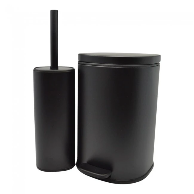 ΣΕΤ ΚΑΛΑΘΙ ΜΠΑΝΙΟΥ 5lt ANYDAY SOFT CLOSE ΚΑΙ ΠΙΓΚΑΛ ΒΟΥΡΤΣΑΚΙ FINGER PRINT PROOF ΜΑΥΡΟ ΜΑΤ ANKOR