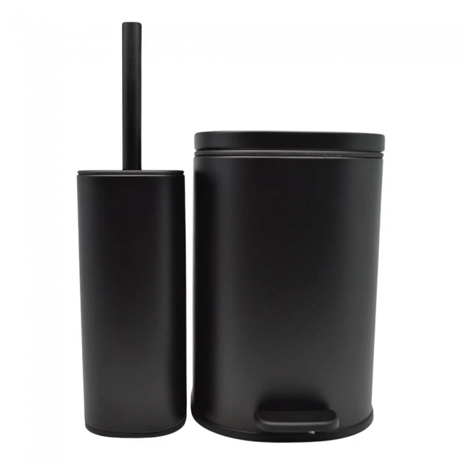 ΣΕΤ ΚΑΛΑΘΙ ΜΠΑΝΙΟΥ 5lt ANYDAY SOFT CLOSE ΚΑΙ ΠΙΓΚΑΛ ΒΟΥΡΤΣΑΚΙ FINGER PRINT PROOF ΜΑΥΡΟ ΜΑΤ ANKOR