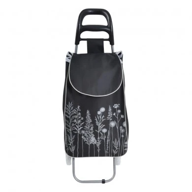 ΚΑΡΟΤΣΙ ΛΑΪΚΗΣ ΜΕΤΑΛΛΙΚΟ ΜΕ ΜΑΥΡΟ ΣΑΚΟ ΚΑΙ ΣΧΕΔΙΟ ΛΟΥΛΟΥΔΙΑ 35x27x94εκ. ANKOR