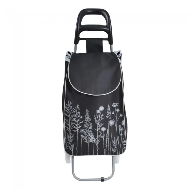 ΚΑΡΟΤΣΙ ΛΑΪΚΗΣ ΜΕΤΑΛΛΙΚΟ ΜΕ ΜΑΥΡΟ ΣΑΚΟ ΚΑΙ ΣΧΕΔΙΟ ΛΟΥΛΟΥΔΙΑ 35x27x94εκ. ANKOR