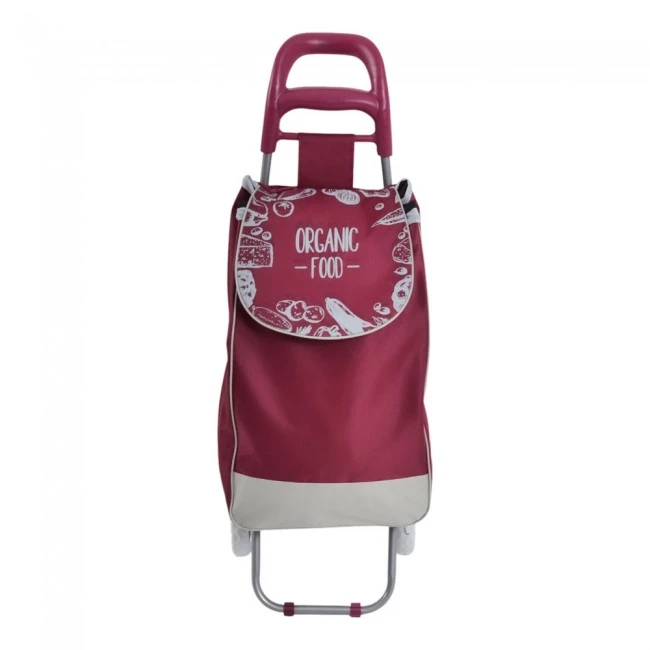 ΚΑΡΟΤΣΙ ΛΑΪΚΗΣ ΜΕΤΑΛΛΙΚΟ ΜΕ ΜΠΟΡΝΤΟ ΣΑΚΟ LOVE SHOPPING 35x27x94εκ. ANKOR