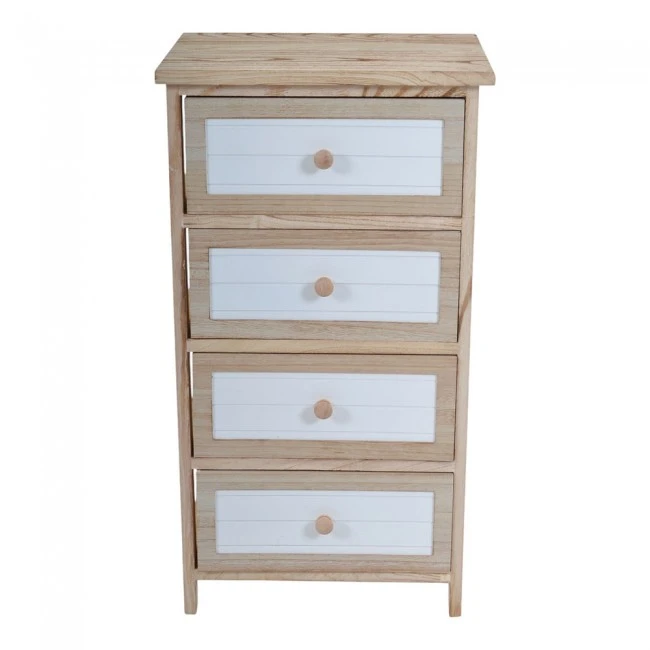 ΣΥΡΤΑΡΙΕΡΑ ΞΥΛΙΝΗ ΜΕ 4 ΣΥΡΤΑΡΙΑ ΣΕ ΦΥΣΙΚΟ ΚΑΙ ΑΣΠΡΟ ΧΡΩΜΑ 40x29x73εκ.ANKOR