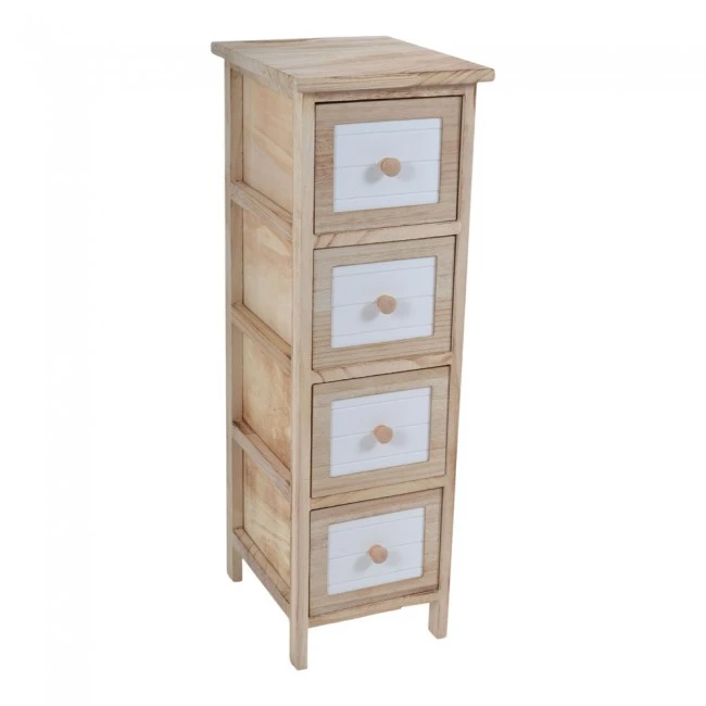 ΣΥΡΤΑΡΙΕΡΑ ΞΥΛΙΝΗ ΜΕ 4 ΣΥΡΤΑΡΙΑ ΣΕ ΦΥΣΙΚΟ ΚΑΙ ΑΣΠΡΟ ΧΡΩΜΑ 26x32x80εκ.ANKOR