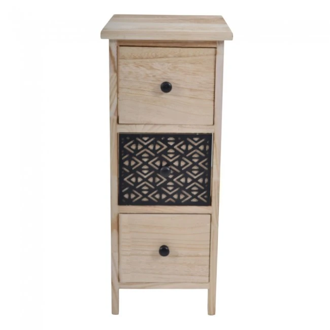ΣΥΡΤΑΡΙΕΡΑ ΞΥΛΙΝΗ ΜΕ 3 ΣΥΡΤΑΡΙΑ ΣΕ ΦΥΣΙΚΟ ΧΡΩΜΑ ΚΑΙ ΓΕΩΜΕΤΡΙΚΟ ΜΑΥΡΟ ΜΟΤΙΒΟ 26x32x62εκ.ANKOR