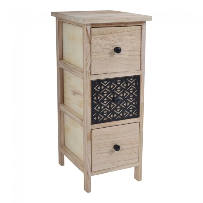 ΣΥΡΤΑΡΙΕΡΑ ΞΥΛΙΝΗ ΜΕ 3 ΣΥΡΤΑΡΙΑ ΣΕ ΦΥΣΙΚΟ ΧΡΩΜΑ ΚΑΙ ΓΕΩΜΕΤΡΙΚΟ ΜΑΥΡΟ ΜΟΤΙΒΟ 26x32x62εκ.ANKOR