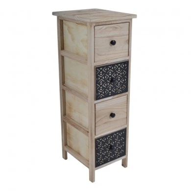 ΣΥΡΤΑΡΙΕΡΑ ΞΥΛΙΝΗ ΜΕ 4 ΣΥΡΤΑΡΙΑ ΣΕ ΦΥΣΙΚΟ ΧΡΩΜΑ ΚΑΙ ΓΕΩΜΕΤΡΙΚΟ ΜΑΥΡΟ ΜΟΤΙΒΟ 26x32x80εκ.ANKOR