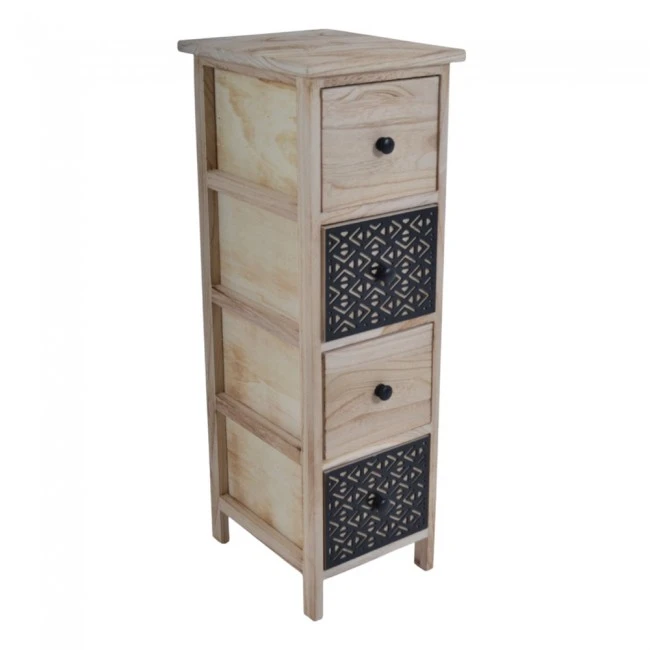 ΣΥΡΤΑΡΙΕΡΑ ΞΥΛΙΝΗ ΜΕ 4 ΣΥΡΤΑΡΙΑ ΣΕ ΦΥΣΙΚΟ ΧΡΩΜΑ ΚΑΙ ΓΕΩΜΕΤΡΙΚΟ ΜΑΥΡΟ ΜΟΤΙΒΟ 26x32x80εκ.ANKOR