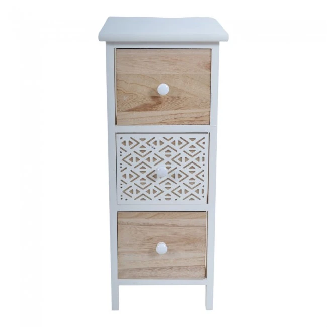 ΣΥΡΤΑΡΙΕΡΑ ΞΥΛΙΝΗ ΜΕ 3 ΣΥΡΤΑΡΙΑ ΣΕ ΦΥΣΙΚΟ ΧΡΩΜΑ ΚΑΙ ΓΕΩΜΕΤΡΙΚΟ ΑΣΠΡΟ ΜΟΤΙΒΟ 26x32x62εκ.ANKOR