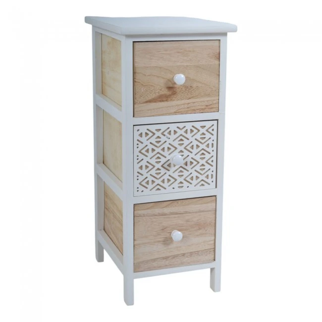 ΣΥΡΤΑΡΙΕΡΑ ΞΥΛΙΝΗ ΜΕ 3 ΣΥΡΤΑΡΙΑ ΣΕ ΦΥΣΙΚΟ ΧΡΩΜΑ ΚΑΙ ΓΕΩΜΕΤΡΙΚΟ ΑΣΠΡΟ ΜΟΤΙΒΟ 26x32x62εκ.ANKOR