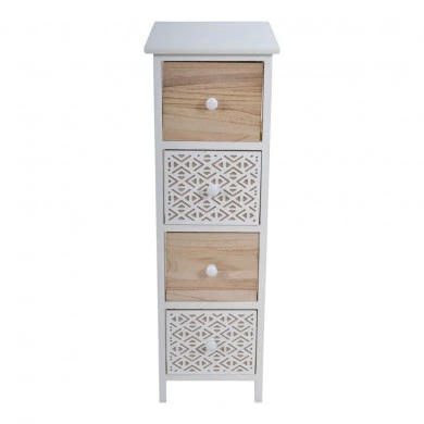 ΣΥΡΤΑΡΙΕΡΑ ΞΥΛΙΝΗ ΜΕ 4 ΣΥΡΤΑΡΙΑ ΣΕ ΦΥΣΙΚΟ ΧΡΩΜΑ ΚΑΙ ΓΕΩΜΕΤΡΙΚΟ ΑΣΠΡΟ ΜΟΤΙΒΟ 26x32x80εκ.ANKOR