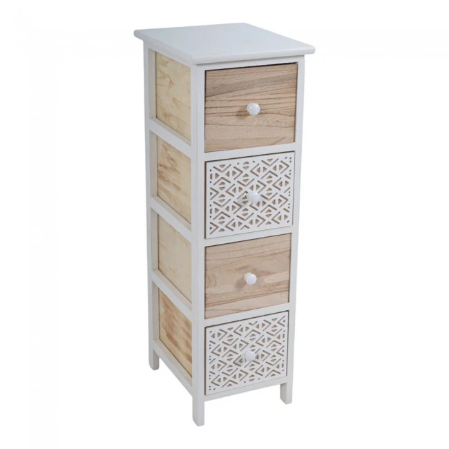 ΣΥΡΤΑΡΙΕΡΑ ΞΥΛΙΝΗ ΜΕ 4 ΣΥΡΤΑΡΙΑ ΣΕ ΦΥΣΙΚΟ ΧΡΩΜΑ ΚΑΙ ΓΕΩΜΕΤΡΙΚΟ ΑΣΠΡΟ ΜΟΤΙΒΟ 26x32x80εκ.ANKOR