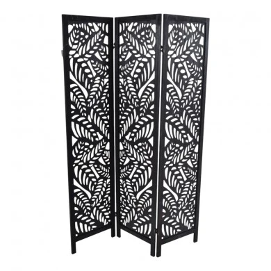 ΠΑΡΑΒΑΝ ΞΥΛΙΝΟ ΤΡΙΠΛΟ ΣΕ ΜΑΥΡΟ ΧΡΩΜΑ ΜΕ ΔΙΑΤΡΗΤΑ ΦΥΛΛΑ 120x6x170εκ.ANKOR