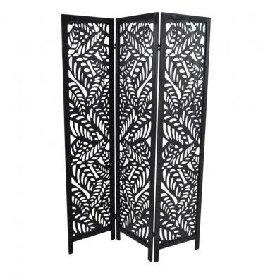 ΠΑΡΑΒΑΝ ΞΥΛΙΝΟ ΤΡΙΠΛΟ ΣΕ ΜΑΥΡΟ ΧΡΩΜΑ ΜΕ ΔΙΑΤΡΗΤΑ ΦΥΛΛΑ 120x6x170εκ.ANKOR