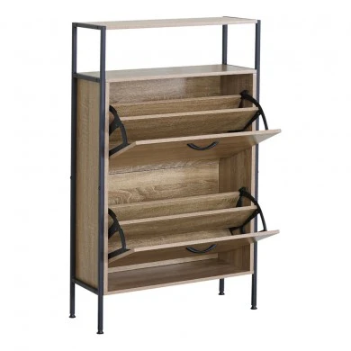 ΠΑΠΟΥΤΣΟΘΗΚΗ ΔΙΠΛΗ ΞΥΛΙΝΗ ΜΕ ΜΑΥΡΟ ΜΕΤΑΛΛΙΚΟ ΣΚΕΛΕΤΟ 60x24x105εκ. ANKOR