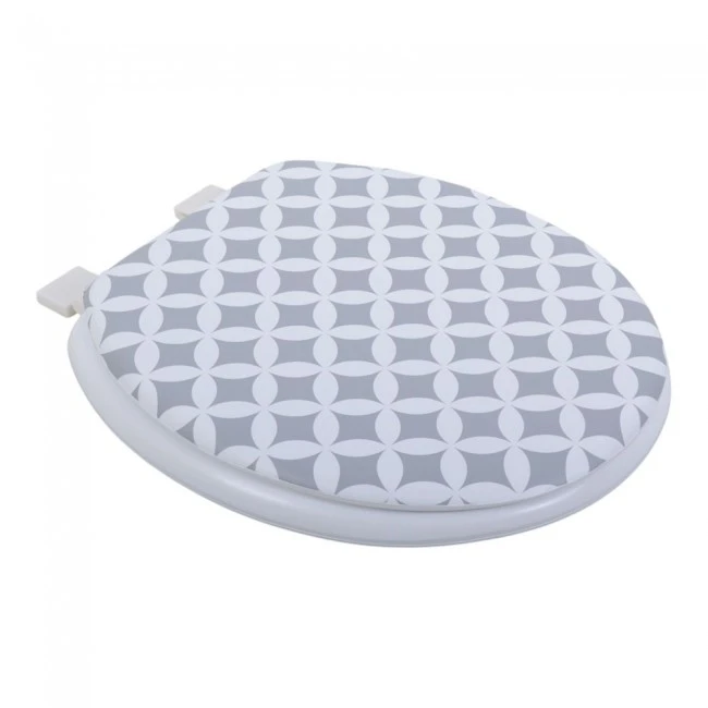 ΚΑΠΑΚΙ ΤΟΥΑΛΕΤΑΣ ΜΑΛΑΚΟ ΓΚΡΙ ΓΕΩΜΕΤΡΙΚΟ ΜΟΤΙΒΟ 26-36x39εκ. ANKOR