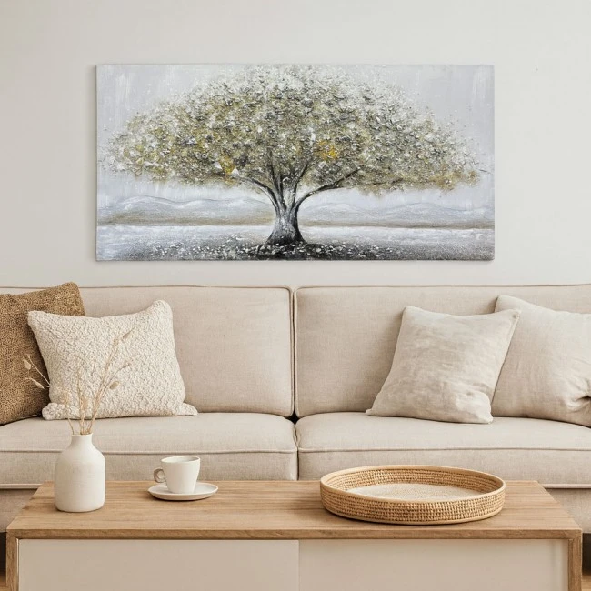 ΠΙΝΑΚΑΣ ΕΛΑΙΟΓΡΑΦΙΑ ΣΕ ΤΥΠΩΜΕΝΟ ΚΑΜΒΑ ΜΕ ΣΧΕΔΙΟ ΔΕΝΤΡΟ ΚΑΙ ΧΡΥΣΕΣ ΛΕΠΤΟΜΕΡΕΙΕΣ120x60εκ. ANKOR