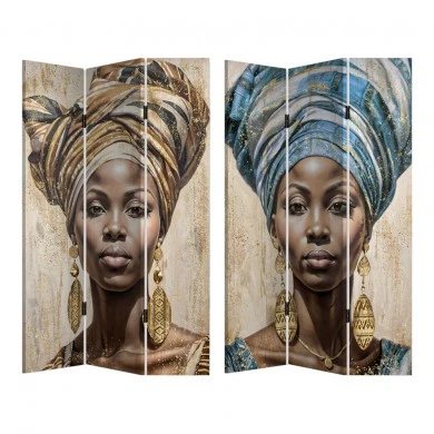 ΠΑΡΑΒΑΝ ΤΡΙΠΛΟ ΣΕ ΤΥΠΩΜΕΝΟ ΚΑΜΒΑ ΜΕ ΓΥΝΑΙΚΕΙΟ ΠΟΡΤΡΕΤΟ ΚΑΙ ΧΡΥΣΕΣ ΛΕΠΤΟΜΕΡΕΙΕΣ 180x120x2,5εκ.ANKOR