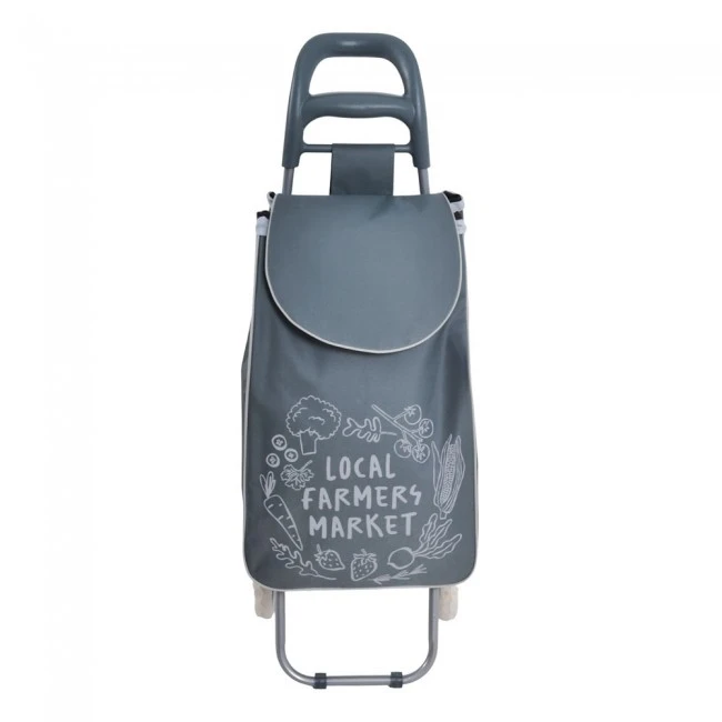 ΚΑΡΟΤΣΙ ΛΑΪΚΗΣ ΜΕΤΑΛΛΙΚΟ ΜΕ ΓΚΡΙ ΣΑΚΟ FARMERS MARKET 35x27x94εκ. ANKOR