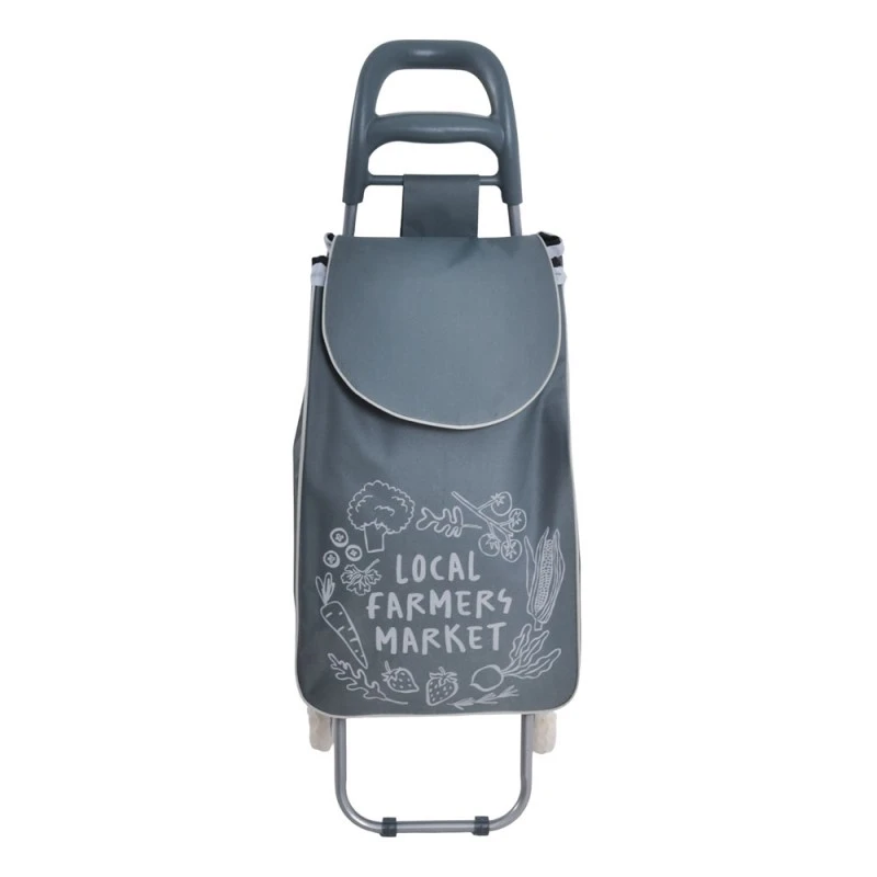 ΚΑΡΟΤΣΙ ΛΑΪΚΗΣ ΜΕΤΑΛΛΙΚΟ ΜΕ ΓΚΡΙ ΣΑΚΟ FARMERS MARKET 35x27x94εκ. ANKOR