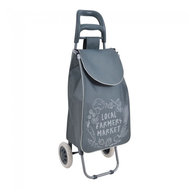 ΚΑΡΟΤΣΙ ΛΑΪΚΗΣ ΜΕΤΑΛΛΙΚΟ ΜΕ ΓΚΡΙ ΣΑΚΟ FARMERS MARKET 35x27x94εκ. ANKOR