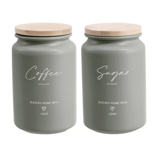 ΣΕΤ 2 ΜΕΤΑΛΛΙΚΑ ΒΑΖΑ ΛΑΔΙ ΜΕ ΜΠΑΜΠΟΥ ΚΑΠΑΚΙ Coffee Sugar 9,5x15,2εκ. ANKOR