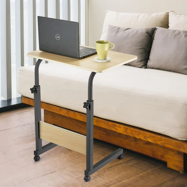 ΤΡΑΠΕΖΙ ΤΗΛΕΣΚΟΠΙΚΟ ΤΡΟΧΗΛΑΤΟ ΣΕ ΦΥΣΙΚΟ ΚΑΙ ΜΑΥΡΟ ΧΡΩΜΑ 60x40x89εκ. ANKOR