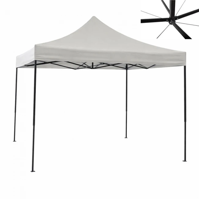 ΚΙΟΣΚΙ ΠΤΥΣΣΟΜΕΝΟ ΕΝΙΣΧΥΜΕΝΟ ΜΕ ΜΕΤΑΛΛΙΚΟ ΣΚΕΛΕΤΟ ΚΑΙ ΑΔΙΑΒΡΟΧΟ ΥΦΑΣΜΑ 420D ΣΕ ΕΚΡΟΥ ΧΡΩΜΑ 3x3x3,2m ANKOR