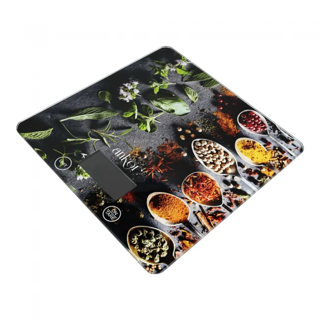 ΖΥΓΑΡΙΑ ΗΛΕΚΤΡΟΝΙΚΗ ΤΕΤΡΑΓΩΝΗ 15kg ΓΥΑΛΙΝΗ ΜΕ ΣΧΕΔΙΟ ΜΠΑΧΑΡΙΚΑ 21x21x2 εκ. ANKOR