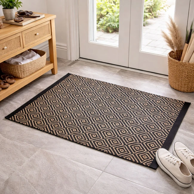 ΧΑΛΙ ΔΙΑΔΡΟΜΟΣ ΑΠΟ ΓΙΟΥΤΑ ΚΑΙ ΒΑΜΒΑΚΙ 60x120εκ. ΜΟΤΙΒΟ ΔΙΑΜΑΝΤΙΟΥ ΣΕ ΜΑΥΡΟ ΚΑΙ ΦΥΣΙΚΟ ΧΡΩΜΑ ANKOR