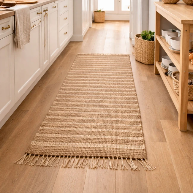 ΧΑΛΙ ΔΙΑΔΡΟΜΟΣ ΑΠΟ ΓΙΟΥΤΑ ΚΑΙ ΒΑΜΒΑΚΙ 60x120εκ. ΡΙΓΕ ΜΟΤΙΒΟ ΣΕ ΜΠΕΖ ΚΑΙ ΦΥΣΙΚΟ ΧΡΩΜΑ ANKOR