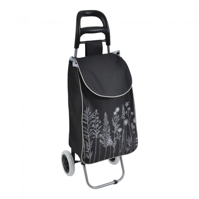 ΚΑΡΟΤΣΙ ΛΑΪΚΗΣ ΜΕΤΑΛΛΙΚΟ ΜΕ ΜΑΥΡΟ ΣΑΚΟ ΚΑΙ ΒΟΤΑΝΙΚΟ ΣΧΕΔΙΟ 35x27x94εκ. ANKOR