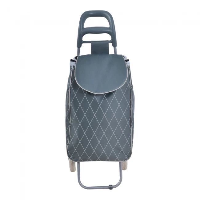 ΚΑΡΟΤΣΙ ΛΑΪΚΗΣ ΜΕΤΑΛΛΙΚΟ ΜΕ ΓΚΡΙ ΣΑΚΟ ΚΑΙ ΓΕΩΜΕΤΡΙΚΟ ΣΧΕΔΙΟ 35x27x94εκ. ANKOR