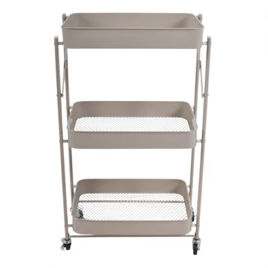 ΤΡΟΛΕΪ ΑΠΟΘΗΚΕΥΣΗΣ ΑΝΑΔΙΠΛΟΥΜΕΝΟ ΜΕ 3 ΚΑΛΑΘΙΑ ΜΕΤΑΛΛΙΚΟ ΣΕ TAUPE ΧΡΩΜΑ 46x29x77εκ. ANKOR